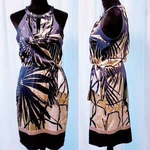 Tahari wrap satin mix print dress 4🆕💞